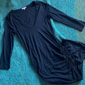 James Perse black cotton midi dress